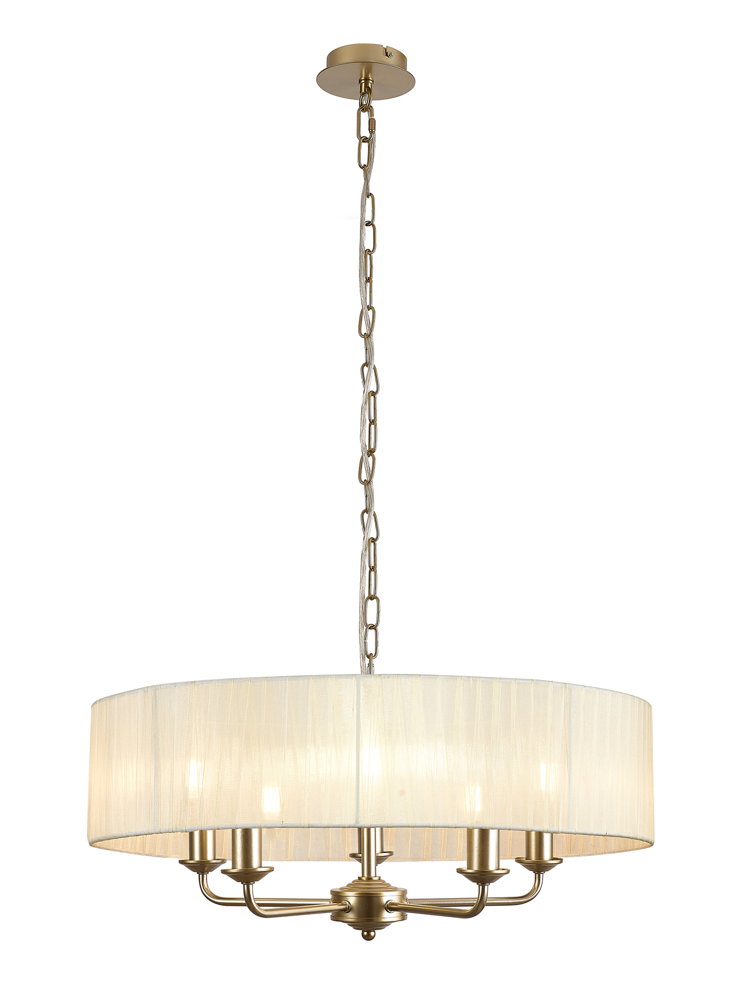DK0960  Banyan 60cm 3 Light Pendant Champagne Gold, Cream